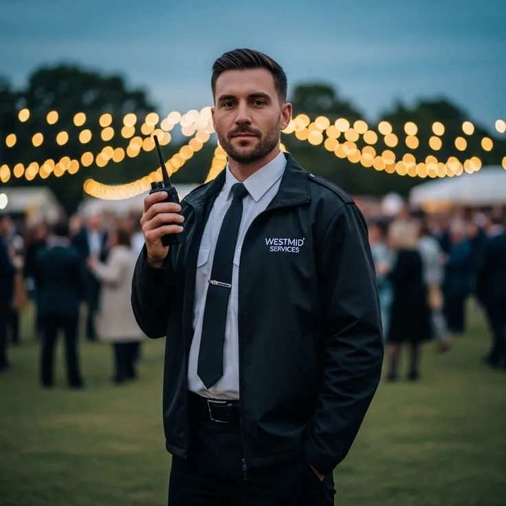 Professional security guard providing event security