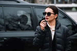 Professional executive bodyguard providing personal security
