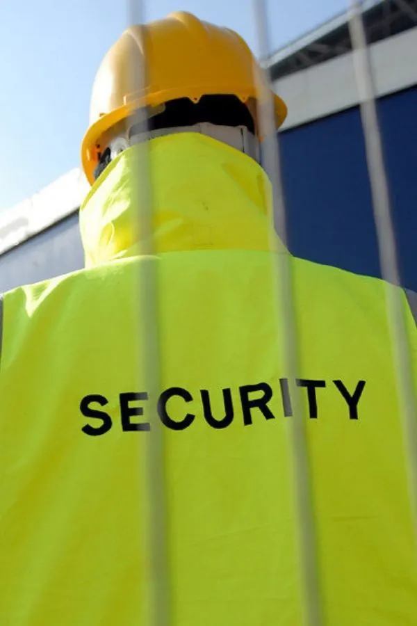 Security worker monitoring a construction site
